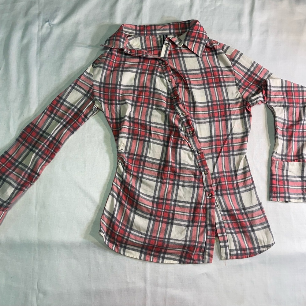 Zara Red and Black Plaid Shirt